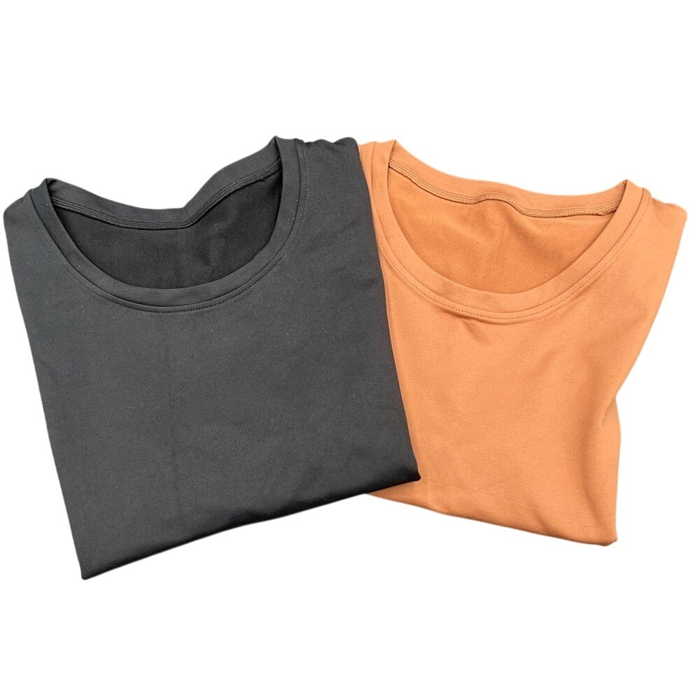 OQQ Womens Seamless Short Sleeve T-Shirt 2 Pack Black & Brown Size Large NWOT